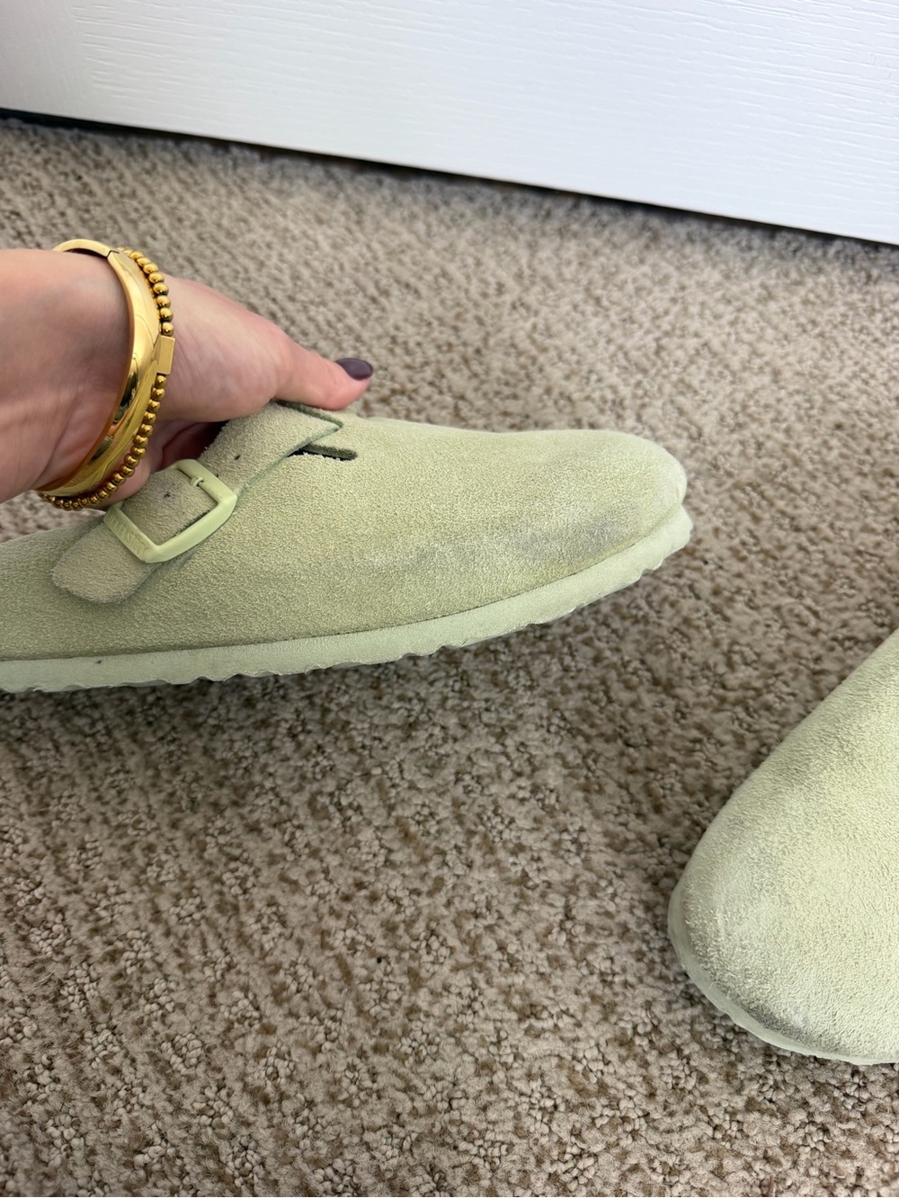 Birkenstock Bostons Suede in Green - Picture 8 of 12
